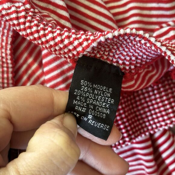 ANGIE Dress Sz S Red White Stripes Strapless Dress Midi Length Summer Tube Top - Picture 5 of 11